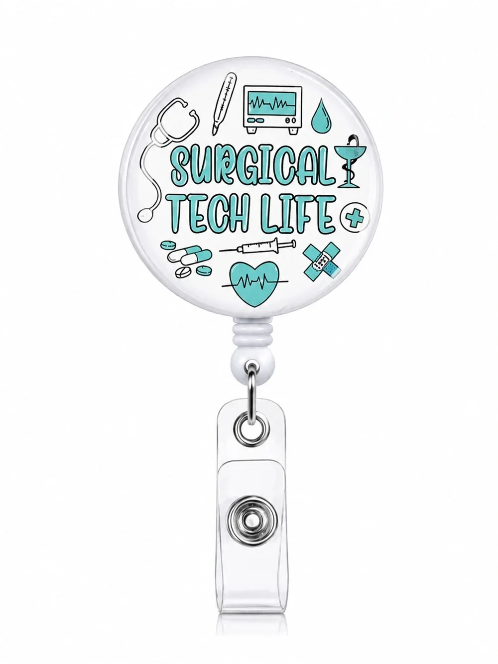Surgical Tech Life Badge Reel - Teal and White